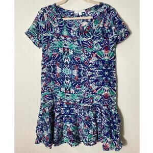 Piperlime Vibrant Blue and Green Mini Dress